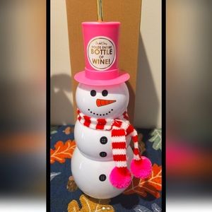 Brand New! Pink Snowman Sipper! Holds entire bottle of wine! 💕☃️🍷